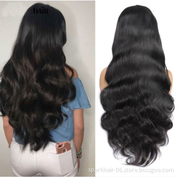 HD Lace Wig Natural Black Bodywave HD Lace Front Wig Pre Plucked 180% Density HD Lace Front Wigs Transparent